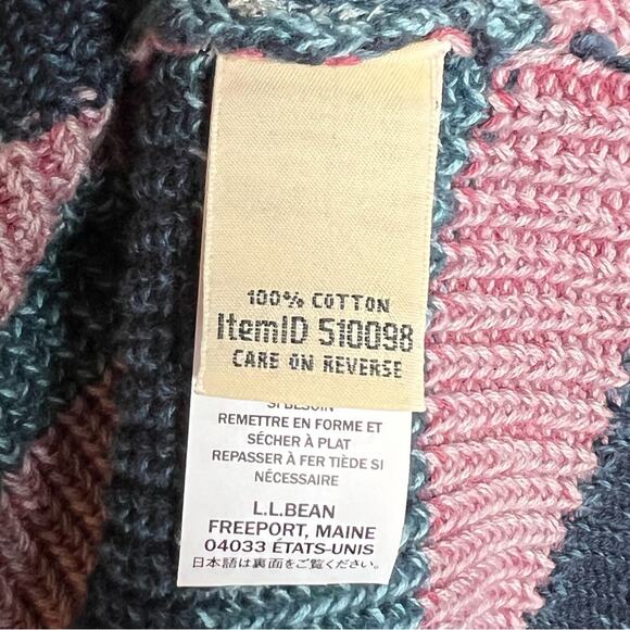 L.L. Bean Women’s Sz S Pink Blue Stripe Pullover Sweater Coastal Cotton - Picture 10 of 10
